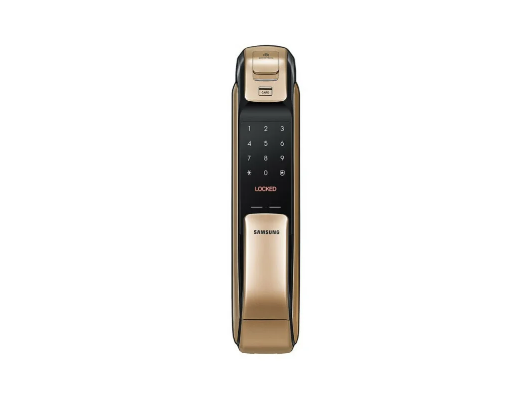 Samsung SHP-DP728 Gold (двухригельная врезная часть) пуш-пулл умный замок